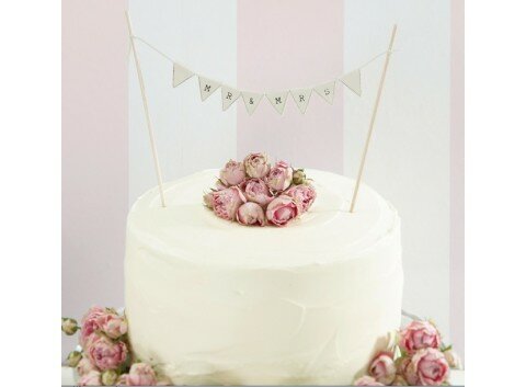 Cake Topper Blanco Mr and Mrs 
